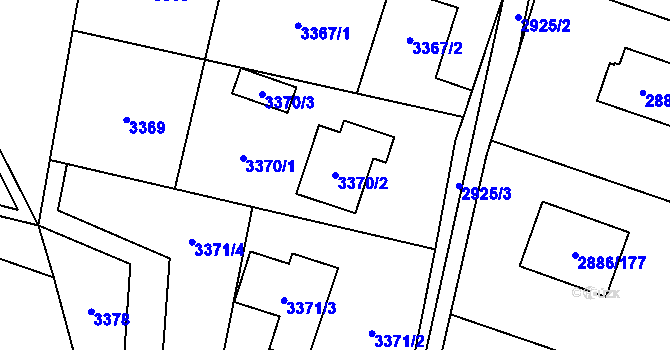 Parcela st. 3370/2 v KÚ Šenov u Ostravy, Katastrální mapa
