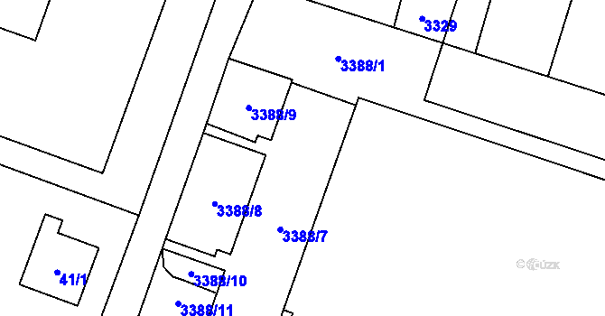 Parcela st. 3388/6 v KÚ Šenov u Ostravy, Katastrální mapa