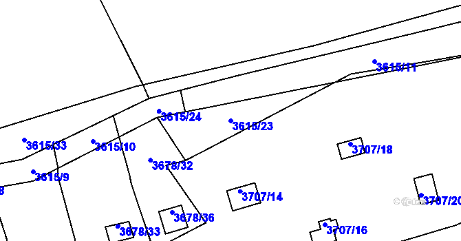 Parcela st. 3615/23 v KÚ Šenov u Ostravy, Katastrální mapa