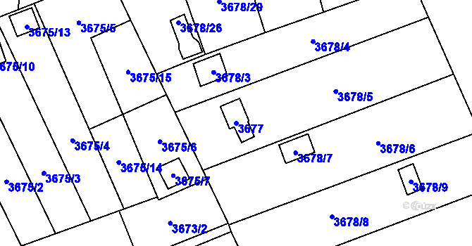 Parcela st. 3677 v KÚ Šenov u Ostravy, Katastrální mapa