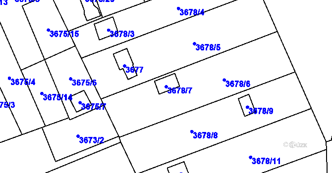 Parcela st. 3678/7 v KÚ Šenov u Ostravy, Katastrální mapa