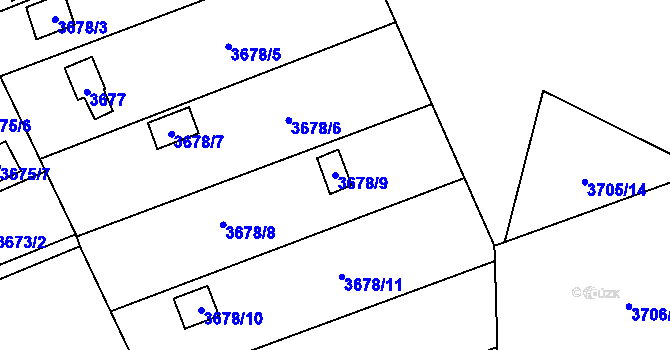 Parcela st. 3678/9 v KÚ Šenov u Ostravy, Katastrální mapa