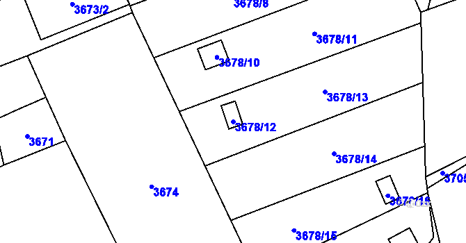 Parcela st. 3678/12 v KÚ Šenov u Ostravy, Katastrální mapa