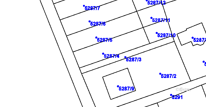 Parcela st. 5287/4 v KÚ Šenov u Ostravy, Katastrální mapa