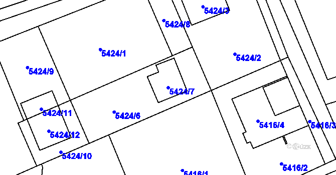 Parcela st. 5424/7 v KÚ Šenov u Ostravy, Katastrální mapa