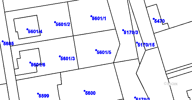 Parcela st. 5601/5 v KÚ Šenov u Ostravy, Katastrální mapa