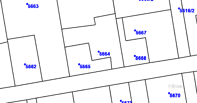 Parcela st. 5664 v KÚ Šenov u Ostravy, Katastrální mapa