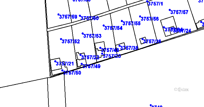 Parcela st. 3757/23 v KÚ Šenov u Ostravy, Katastrální mapa