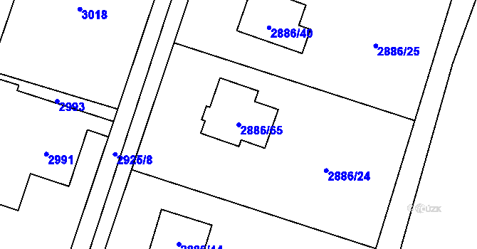 Parcela st. 2886/65 v KÚ Šenov u Ostravy, Katastrální mapa