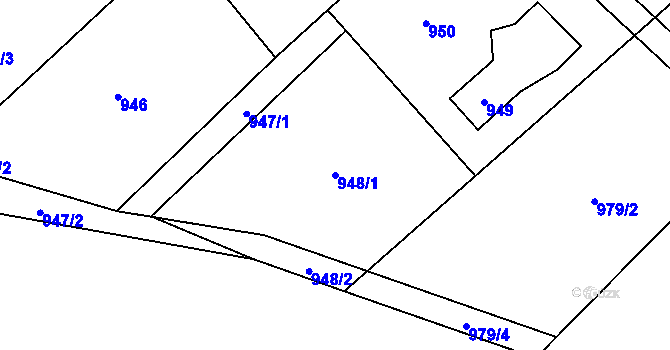 Parcela st. 948/1 v KÚ Šenov u Ostravy, Katastrální mapa