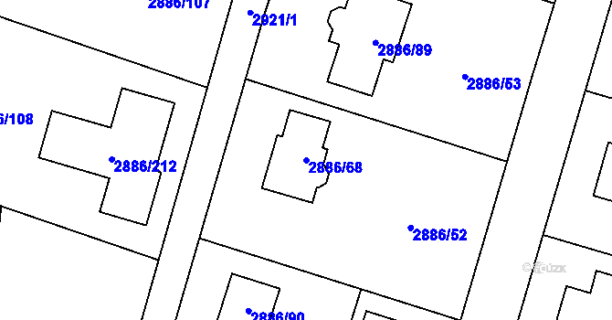 Parcela st. 2886/68 v KÚ Šenov u Ostravy, Katastrální mapa