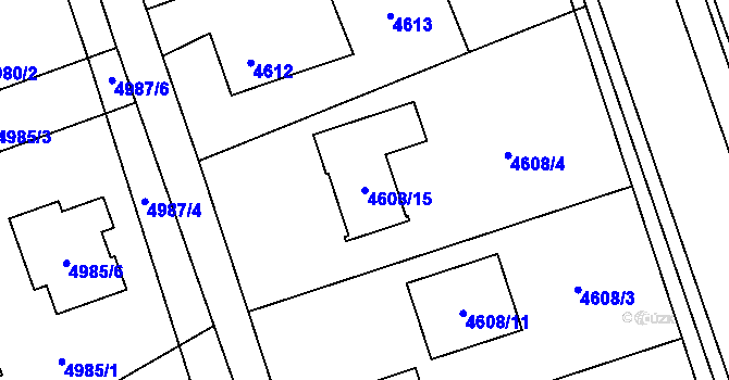 Parcela st. 4608/15 v KÚ Šenov u Ostravy, Katastrální mapa