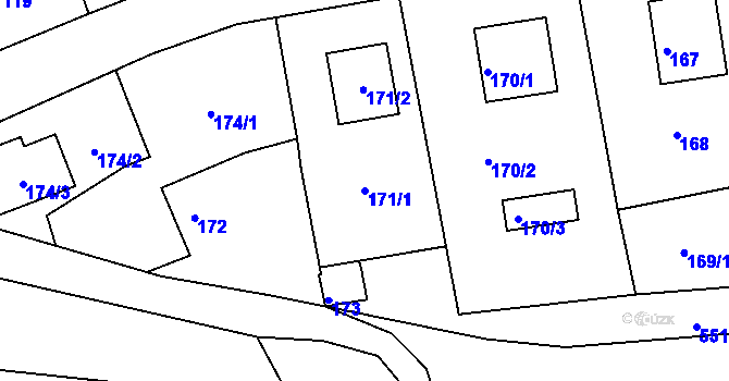 Parcela st. 171/1 v KÚ Šerkovice, Katastrální mapa