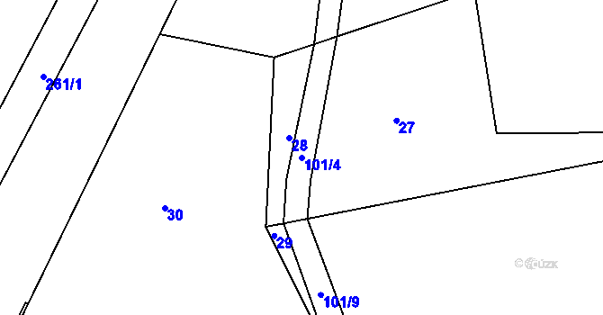Parcela st. 101/4 v KÚ Šerkovice, Katastrální mapa