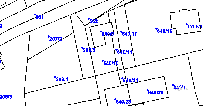 Parcela st. 640/10 v KÚ Šerkovice, Katastrální mapa