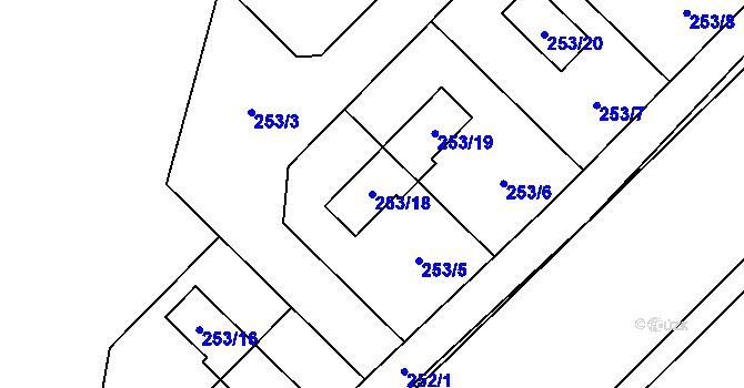 Parcela st. 253/18 v KÚ Šerkovice, Katastrální mapa