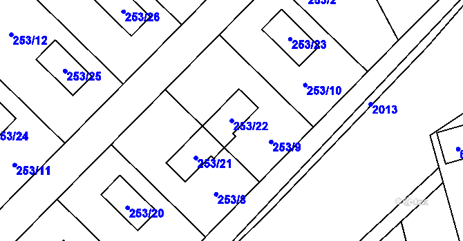 Parcela st. 253/22 v KÚ Šerkovice, Katastrální mapa