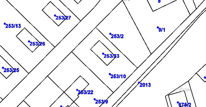 Parcela st. 253/23 v KÚ Šerkovice, Katastrální mapa