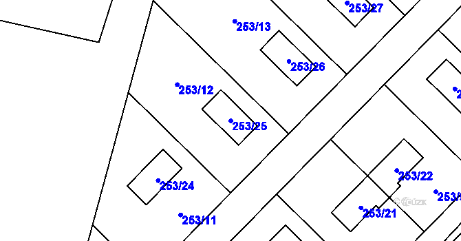 Parcela st. 253/25 v KÚ Šerkovice, Katastrální mapa