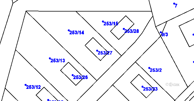 Parcela st. 253/27 v KÚ Šerkovice, Katastrální mapa