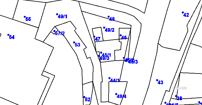 Parcela st. 45/1 v KÚ Šerkovice, Katastrální mapa