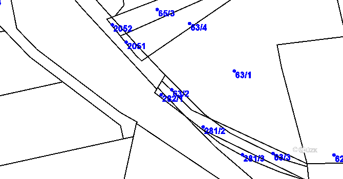 Parcela st. 63/2 v KÚ Šerkovice, Katastrální mapa