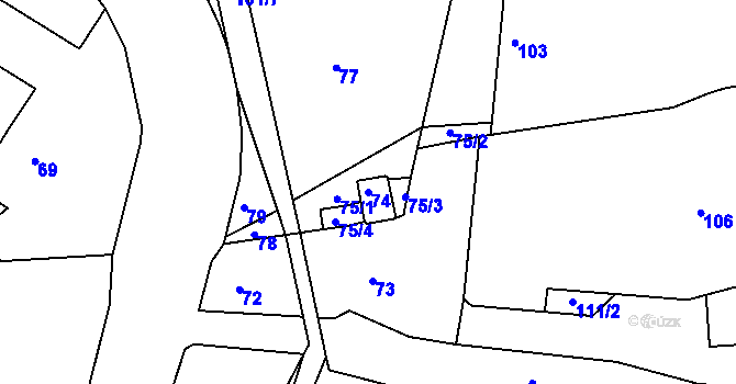 Parcela st. 74 v KÚ Šerkovice, Katastrální mapa