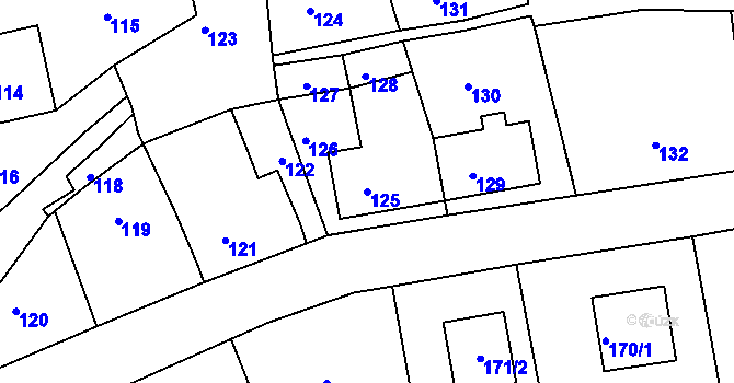 Parcela st. 125 v KÚ Šerkovice, Katastrální mapa