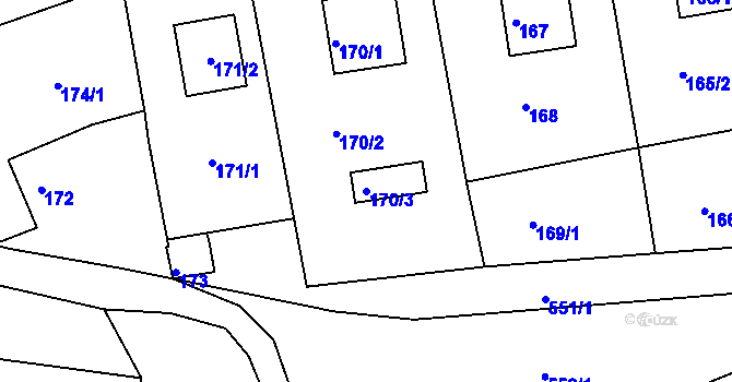Parcela st. 170/3 v KÚ Šerkovice, Katastrální mapa