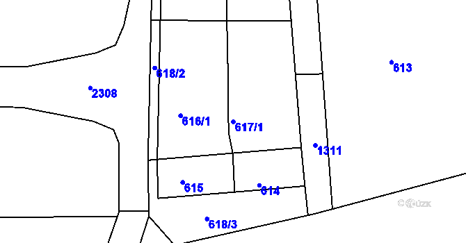 Parcela st. 617/1 v KÚ Šerkovice, Katastrální mapa