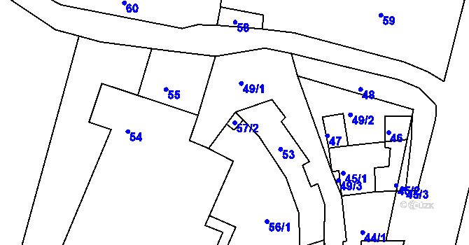 Parcela st. 57/2 v KÚ Šerkovice, Katastrální mapa