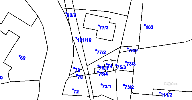 Parcela st. 77/2 v KÚ Šerkovice, Katastrální mapa