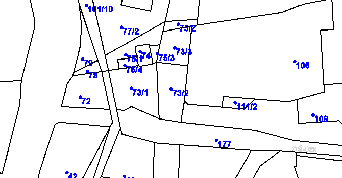 Parcela st. 73/2 v KÚ Šerkovice, Katastrální mapa