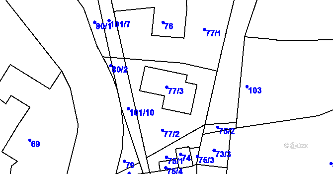 Parcela st. 77/3 v KÚ Šerkovice, Katastrální mapa