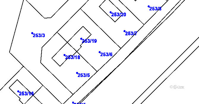 Parcela st. 253/6 v KÚ Šerkovice, Katastrální mapa