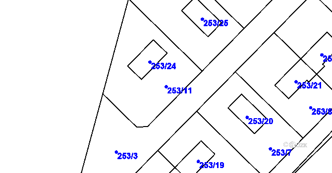 Parcela st. 253/11 v KÚ Šerkovice, Katastrální mapa
