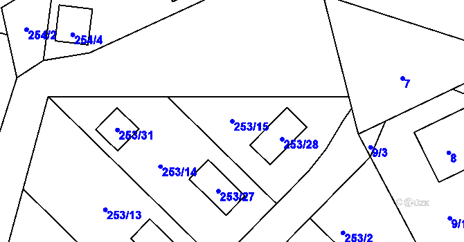 Parcela st. 253/15 v KÚ Šerkovice, Katastrální mapa