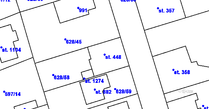 Parcela st. 448 v KÚ Šestajovice u Prahy, Katastrální mapa