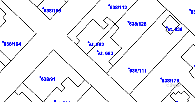 Parcela st. 683 v KÚ Šestajovice u Prahy, Katastrální mapa