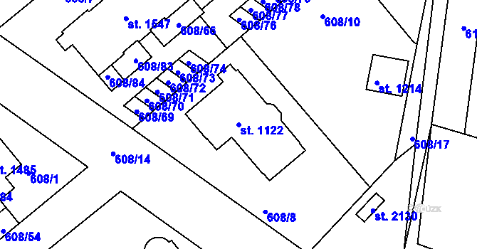 Parcela st. 1122 v KÚ Šestajovice u Prahy, Katastrální mapa