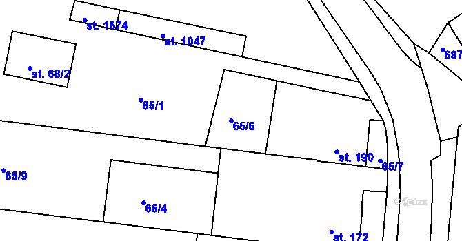 Parcela st. 65/6 v KÚ Šestajovice u Prahy, Katastrální mapa