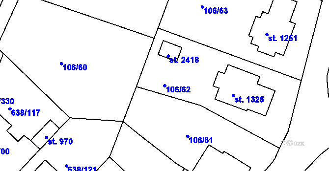 Parcela st. 106/62 v KÚ Šestajovice u Prahy, Katastrální mapa