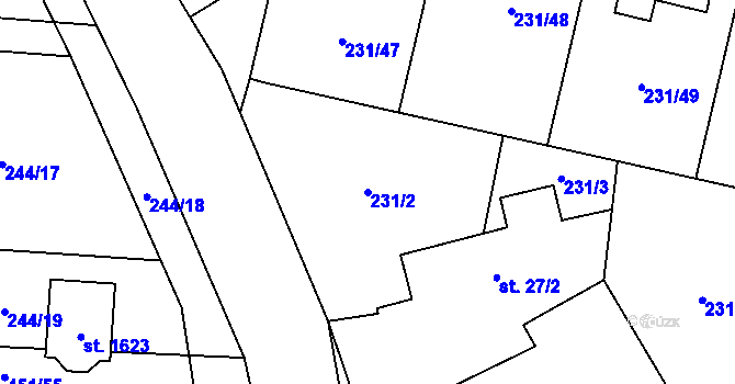 Parcela st. 231/2 v KÚ Šestajovice u Prahy, Katastrální mapa