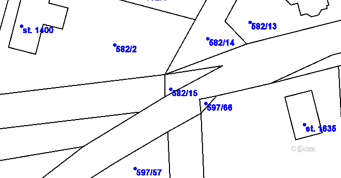 Parcela st. 582/15 v KÚ Šestajovice u Prahy, Katastrální mapa
