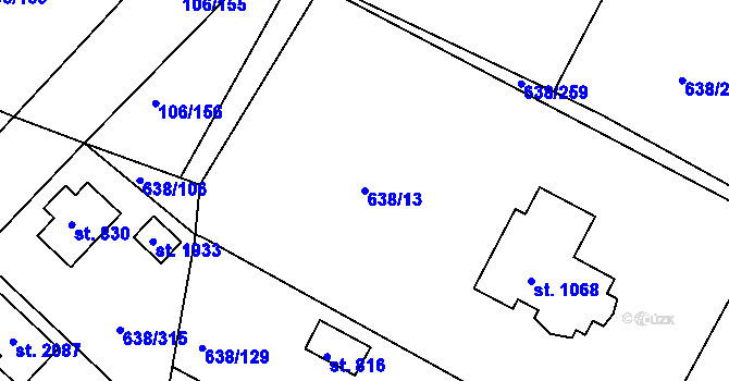 Parcela st. 638/13 v KÚ Šestajovice u Prahy, Katastrální mapa