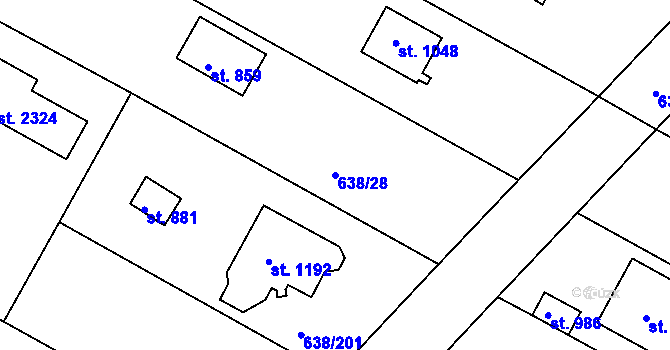 Parcela st. 638/28 v KÚ Šestajovice u Prahy, Katastrální mapa