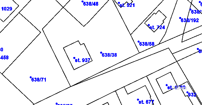 Parcela st. 638/38 v KÚ Šestajovice u Prahy, Katastrální mapa