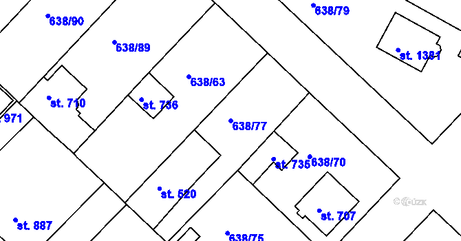 Parcela st. 638/77 v KÚ Šestajovice u Prahy, Katastrální mapa