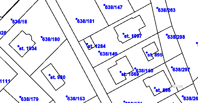 Parcela st. 638/149 v KÚ Šestajovice u Prahy, Katastrální mapa