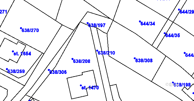 Parcela st. 638/210 v KÚ Šestajovice u Prahy, Katastrální mapa